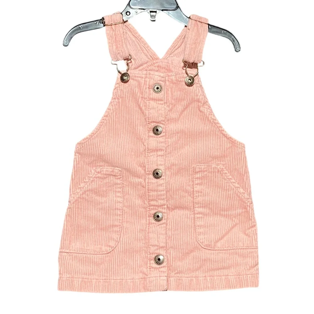 OshKosh B'gosh Pink Corduroy Overall Dress Toddler Girls Size 2T Pinafore Jumper